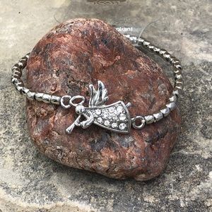 🍀 Dainty Silver Angel Beaded Stretch Bracelet